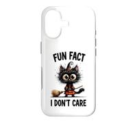 Halloween Funny Fun Fact I Do Not Care Silly Frazzled Cat Case for iPhone 17