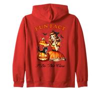 Halloween Funny Fun Fact I Do Not Cute Pin Up Woman & Cat Zip Hoodie