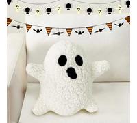 Halloween Funny Ghost Plush Soft Throw Pillow, Creative Halloween Ghost Shaped Throw Pillows Seating Cushion Home Decoration Cozy Plush Pillow for Couch Sofa Bedroom Living Room (31cm × 35cm)