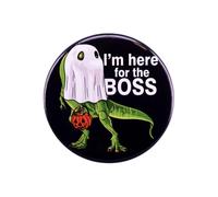 Halloween Funny Green Dinosaur Ghost Round Button Brooch Pin For Women Girls Boy Creative Novelty Animal Pumpkin Enamel Lapel Pins Badge Cartoon Statement I'm Here For The Boss Brooches Backpacks