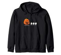 Halloween Gamer Funny Spooky Pumpkin Eating Ghosts Zip Hoodie