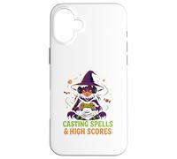 Halloween Gamer Witch Casting Spells & High Scores Case for iPhone 16 Plus