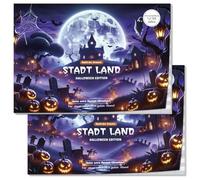 Halloween Games, 50 Sheets City Country River Halloween Horror Edition Game, Funny Family Game Halloween Quiz The Game Block, Scary Edition Party Game, Halloween Gifts for Children Adults