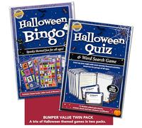 Halloween Games Party Night - Bingo, Quiz & Wordsearch Twin Pack - Fun Entertainment & Activity Idea for Family, Homes, Clubs, and Groups of all Ages.