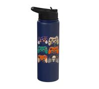 Halloween Gaming Controllers Pumpkin Skeleton Boys Halloween Stainless Steel Insulated Water Bottle