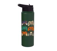 Halloween Gaming Controllers Pumpkin Skeleton Boys Halloween Stainless Steel Insulated Water Bottle