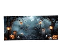 Halloween Garage Door Banner 13x6Ft Spooky Casstle Graveyard Halloween Garage Door Cover Fade Resistant Photo Backdrop with Grommets for Hanging Cover