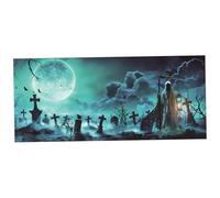 Halloween Garage Door Banner 16x7 Ft Horror Graveyard Halloween Garage Door Cover with Hooks and Rope for Photo Backdrop Home Outdoor Decoration Cover