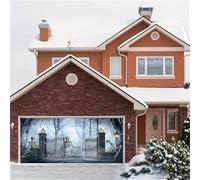 Halloween Garage Door Banner, Polyester Fabric Hanging Halloween Background Banne Halloween Party Decoration For Horror Theme(C)