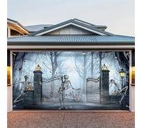 Halloween Garage Door Banner, Polyester Fabric Hanging Halloween Background Banne Halloween Party Decoration For Horror Theme(A)