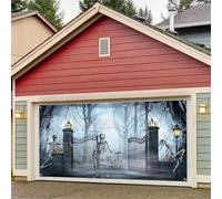 Halloween Garage Door Banner, Polyester Fabric Hanging Halloween Background Banne Halloween Party Decoration For Horror Theme(E)