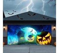 Halloween Garage Door Cover Banner Outdoor Home Decorations Halloween Hanging Backdrop Door Cover Garage Wall Decor,Tombstone,16 * 7FT