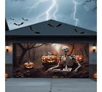 Halloween Garage Door Cover Banner Outdoor Home Decorations Halloween Hanging Backdrop Door Cover Garage Wall Decor,SkullA,16 * 7FT