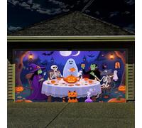 Halloween Garage Door Decorations Cover Banner with Skull Ghosts Designs Durable Halloween Garage Door Banner for Outdoor Parties & Photography Backdrops,Banquet,6 x 13 Ft