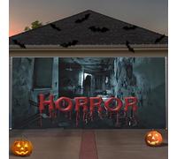 Halloween Garage Door Decorations Halloween Garage Door Cover Banner Backdrop Wall Background Party Decorations for Home Outdoor Wall Doors Backgrounds Four sizes (S)