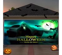 Halloween Garage Door Decorations Halloween Garage Door Cover Banner Backdrop Wall Background Party Decorations for Home Outdoor Wall Doors Four sizes (4.8 * 2.1m, Xl)