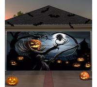Halloween Garage Door Decorations Halloween Garage Door Cover Banner Backdrop Wall Background Party Decorations for Home Outdoor Wall Doors Party Four sizes (S)