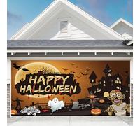 Halloween Garage Door Decorations, Happy Halloween Garage Door Banner Backdrop Horror Night Garage Door Cover Happy Holidays Decorations for Outdoor Indoor Party Home Yard,Ghost Cemetery,6 x 13 Ft