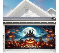 Halloween Garage Door Decorations, Happy Halloween Garage Door Banner Backdrop Horror Night Garage Door Cover Happy Holidays Decorations for Outdoor Indoor Party Home Yard,Pumpkin,7 x 8 Ft