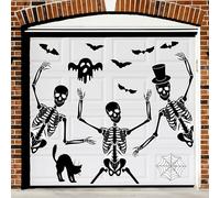 Halloween Garage Door Decorations Magnet Stickers Dancing Skeleton Ghost Magnetic Bats Refrigerator Magnet Stickers for Party Home Door Car Dishwasher Decor (33, Black Skeleton)