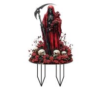 Halloween Garden Decorations 2D Acrylic Stake Signs for Outdoor Use Witch and Grim Designs Unique Halloween Party Supplies for and Patio Display (B, 30x16x0. 3cm)