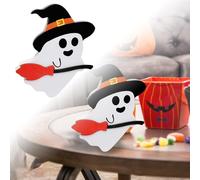 Halloween Garden Decorations Decorations Indoor 3 Pcs White Wooden Signs for Halloween Table Witch Wood Centerpiece Tabletop for Party Decoration Hanging (White, 13. 5x13cm)