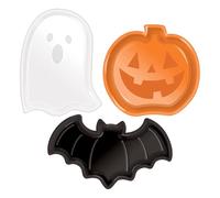 Halloween Garden Decorations Halloween Pumpkin Bat Candy Dish Decorative Fruit Tray Plastic PP Material Snack Serving Plate Copper Pan for Oven (Orange, 18X16X3CM)