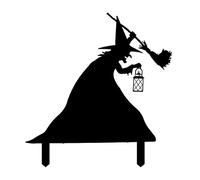 Halloween Garden Flag Holder Stand with Light Metal Halloween Witch Cat Boiler Specter Decorative Garden Stakes Outdoor Stake For Yards Gardens Backyard Insert Card Slot Gardening (B, One Size)