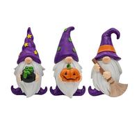 Halloween Garden Gnomes Set of 3 - Weatherproof Decorative Gnomes Figures Made of Resin for Front Garden, Patio & Indoor - Scary Decorative Figures with Pumpkins (approx. 12.5 cm) for Halloween Party