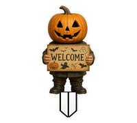 Halloween Garden Stakes 2D Flat Small Witch Girl/Pumpkin Man Decorative Outdoor For L Awn Yard Decorations for House Plants Wooden (G, A)