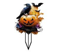 Halloween Garden Stakes 2D Flat Small Witch Girl/Pumpkin Man Decorative Outdoor For L Awn Yard Decorations for House Plants Wooden (B, A)
