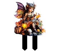 Halloween Garden Stakes 2D Flat Small Witch Girl/Pumpkin Man Decorative Outdoor For L Awn Yard Decorations Flower Paper Cards (C, A)