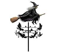 Halloween Garden Wind Spinner Witch Bat Wind Spinners Sculpture Metal
