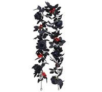 Halloween Garland 69 Inch Roses Flower Black Vines with Red Berries Fake Rose Garland for Halloween Gothic Wedding Table Centerpiece Decor