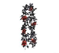 Halloween Garland Black Rose Floral Vine 5.7FT Artificial Silk Flowers Fake Roses Hanging Vines for Spooky Home Decor Gothic Wedding Party Backdrop Window Wall(B)