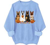 Halloween German Shepherd Sweatshirt Halloween Dogs Shirts German Shepherd Ghost Hoodie Dog Lover Gift Top Sky Blue