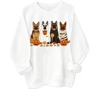 Halloween German Shepherd Sweatshirt Halloween Dogs Shirts German Shepherd Ghost Hoodie Dog Lover Gift Top White