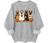 Halloween German Shepherd Sweatshirt Halloween Dogs Shirts German Shepherd Ghost Hoodie Dog Lover Gift Top Grey