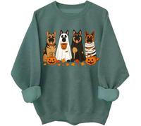 Halloween German Shepherd Sweatshirt Halloween Dogs Shirts German Shepherd Ghost Hoodie Dog Lover Gift Top Green