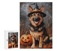 Halloween German Shepherd with Pumpkin Puzzle 1000 Teile Schwer Puzzle Spielzeug Lernspiel Impossible Herausforderungsspielzeug Für Erwachsene Kinder 300 PCS