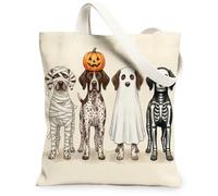 Halloween German Shorthaired Pointer Dog Canvas Tote Bag for Shopping 13 * 15, Holiday Cute Funny Reusable Grocery Shoulder Bag for Women, Fun Painting Gift Decor