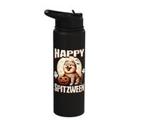 Halloween German Spitz Costume Dog Halloween Happy Spitzween Stainless Steel Insulated Water Bottle