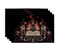 Halloween German Wirehaired Pointer Dog Placemats Set of 4, 12x18 Inch, Holiday Witchy 4Pcs Seasonal Table Mats for Dinning, Spooky Holiday Home Kitchen Decor