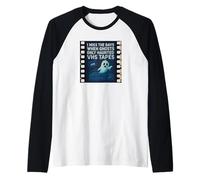 Halloween Ghost 1980s Aesthetic VHS Haunted Vintage Raglan Baseball Tee