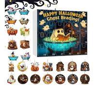 Halloween Ghost Advent Countdown Calendars 2025, 2D Reading Ghost Ornament Set for Indoor Display Tree Haunted House for Halloween Lovers, Bookworms & Holiday Collectors