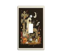 Halloween Ghost and Scary Birds Light Switch Cover Plates/Outlet Covers, Black and Orange Autumn Decor, Spooky Wall Plates,Standard Size Single Toggle