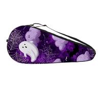 Halloween Ghost and Spider Web Purple Background Tennis Racquet Bag Lightweight Racket Carrying Bag for Youth and Adults
