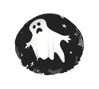 Halloween Ghost, Bat and Cobweb Double Layered Women'S Long Hair Waterproof Cartoon Pattern Shower Cap