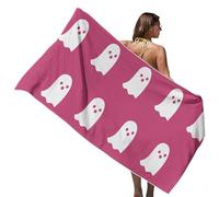 Halloween Ghost Bath Towels, 59 x 29 Inch Halloween Towels with Double Stitching, Cute Beach Towel, Super Absorbent, , Soft Pink Decoration for Picnic, Yoga, Bathroom, Halloween, Walls
