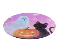 Halloween Ghost Black Cat Pumpkin Round Area Rug Non Slip Backing Doormat Water Absorbent Plush Throw Low-Pile Non-Slip Floor Mat Carpet for Living Room Bedroom Entryway Nursery Room 80 * 80cm